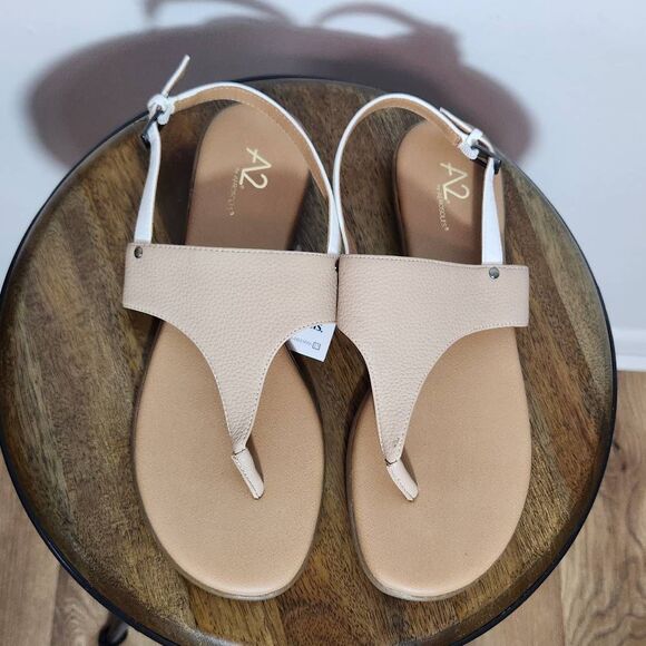 A2 by Aerosoles Tan and White Slingback Sandals NWOT Size 10 Tan Sandals - Picture 3 of 8